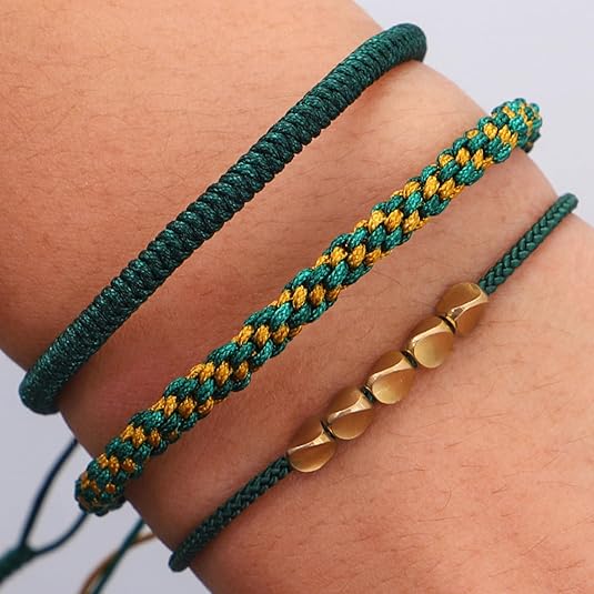 3Pcs Tibetan Buddhist Handmade Braided Adjustable Bracelets Lucky Protection Rope Woven Knots Prayer Bracelet Friendship Couple Amulet Wristbands Jewelry for Women Men